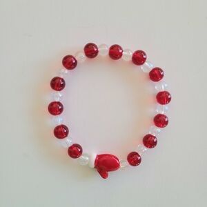 Red and Clear Mitten Beaded Bracelet 5 For $25